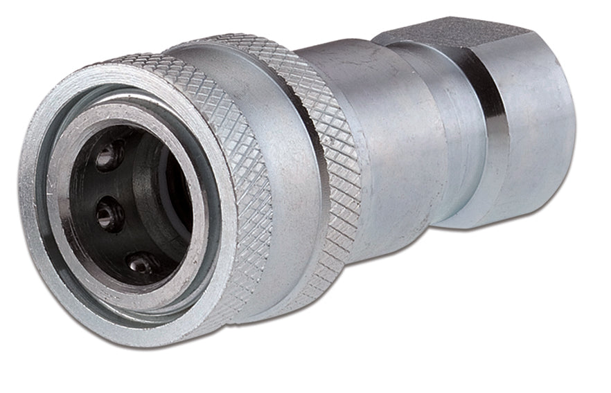 QBF-0606-FNPR ARGUS by Kuriyama | Hydraulic Quick Disconnect Coupling | QB-ISO-B | Poppet Standard ISO 7241 B | -06 ISO 7241 B x -06 Female NPTF | Socket | Galvanized Steel