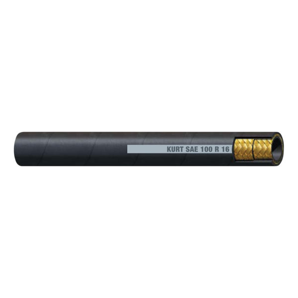 R16S-12 by Kurt Hydraulics | R16S Series | 0.75in ID x 1.14in ID | 3110 MAWP | 2-Wire Hydraulic Hose with Nitrile Tube and Neoprene Cover | SAE 100R16-S, Applicable MSHA Standards | Black | 400ft Reel