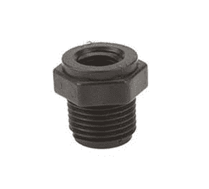 RB050-018 by Banjo | Pipe Fitting | Reducing Bushing | 1/2" Male NPT x 1/8" Female NPT | 300 PSI | Polypropylene