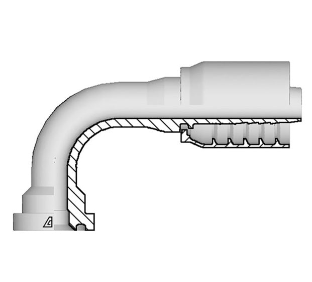 S-2424-C619 Alfagomma by Kuriyama | S Series | One-Piece AlfaCrimp Hydraulic Hose Fitting | SAE J518 | 90° Elbow | -24 Code 61 Flange x -24 Hose ID | Steel