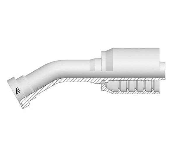 S-1616-CFL2 Alfagomma by Kuriyama | S Series | One-Piece AlfaCrimp Hydraulic Hose Fitting | 22.5° Elbow | -16 CAT Flange x -16 Hose ID | Steel