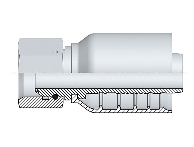 S-2424-FBPO Alfagomma by Kuriyama | S Series | One-Piece AlfaCrimp Hydraulic Hose Fitting | -24 Female BSP O-Ring Female Swivel 60° Cone x -24 Hose ID | Steel