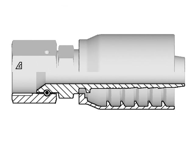 S-1010-FJDH Alfagomma by Kuriyama | S Series | One-Piece AlfaCrimp Hydraulic Hose Fitting | with Stem Hexagon | -10 Female 37° JIC Swivel x -10 Hose ID | Steel