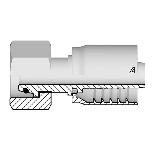S-1230-FMOH Alfagomma by Kuriyama | S Series | One-Piece AlfaCrimp Hydraulic Hose Fitting | DIN 3865 Heavy | M30 Female Metric Swivel O-Ring 24° Seat x -12 Hose ID | Steel