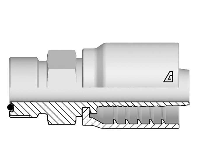 S-1642-MMSH Alfagomma by Kuriyama | S Series | One-Piece AlfaCrimp Hydraulic Hose Fitting | DIN 3865 Heavy | M42 Metric Male 24° Seat x -16 Hose ID | Steel
