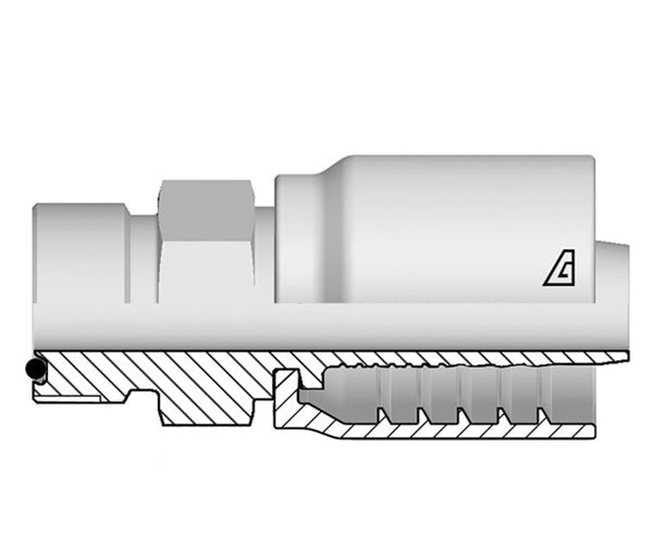 S-0616-MMSL Alfagomma by Kuriyama | S Series | One-Piece AlfaCrimp Hydraulic Hose Fitting | DIN 3853 Light | M16 Metric Male 24° Seat x -06 Hose ID | Steel