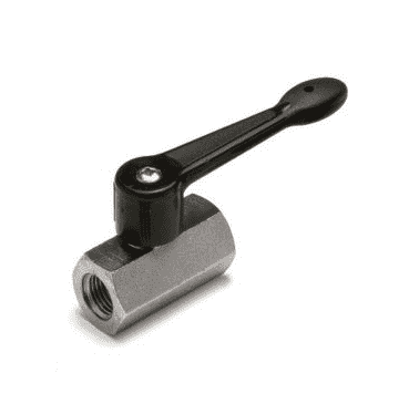 S34DX0 by RuB Inc. | Mini Ball Valve | 1/2" Female NPT x 1/2" Female NPT | with Black Nylon Lever | Brass | Pack of 12