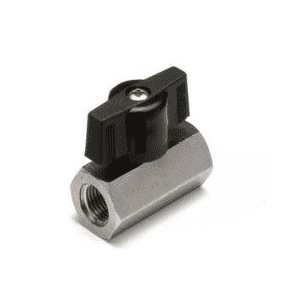 S34CX1 by RuB Inc. | Mini Ball Valve | 3/8" Female NPT x 3/8" Female NPT | with Black Nylon T-Handle | Brass | Pack of 22
