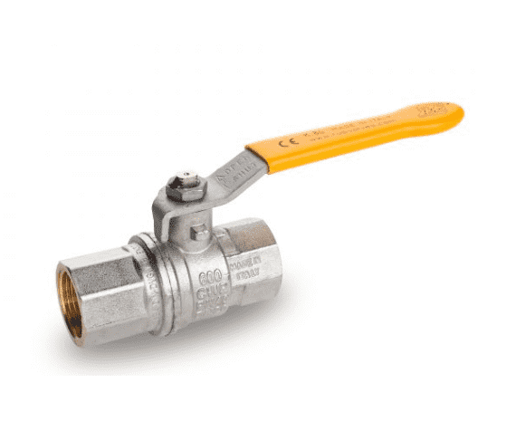 S95C41 by RuB Inc. | Full Port 2-Way Ball Valve | 3/8" Female NPT x 3/8" Female NPT | with Yellow Steel Handle | Brass