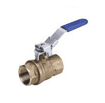 S95E45 by RuB Inc. | Full Port 2-Way Ball Valve | 3/4" Female NPT x 3/4" Female NPT | with Blue Lockable Handle | Brass | Pack of 12