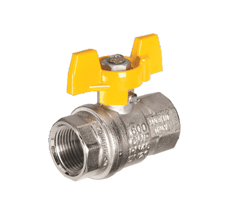 S95C46N by RuB Inc. | Full Port 2-Way Ball Valve | 3/8" Female NPT x 3/8" Female NPT | with Aluminum T-Handle | Nickel Plated Brass | Pack of 14