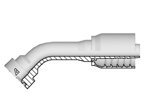 S-2020-CFL4 Alfagomma by Kuriyama | S Series | One-Piece AlfaCrimp Hydraulic Hose Fitting | 45° Elbow | -20 CAT Flange x -20 Hose ID | Steel