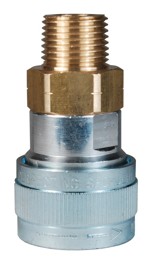 2SHDM3 by Dixon Valve | Pneumatic Quick Disconnect Coupling | SHD-Series | 3/8" Male NPT x 1/4" Twist-Lock Interchange | Socket | Nitrile Seal | Aluminium