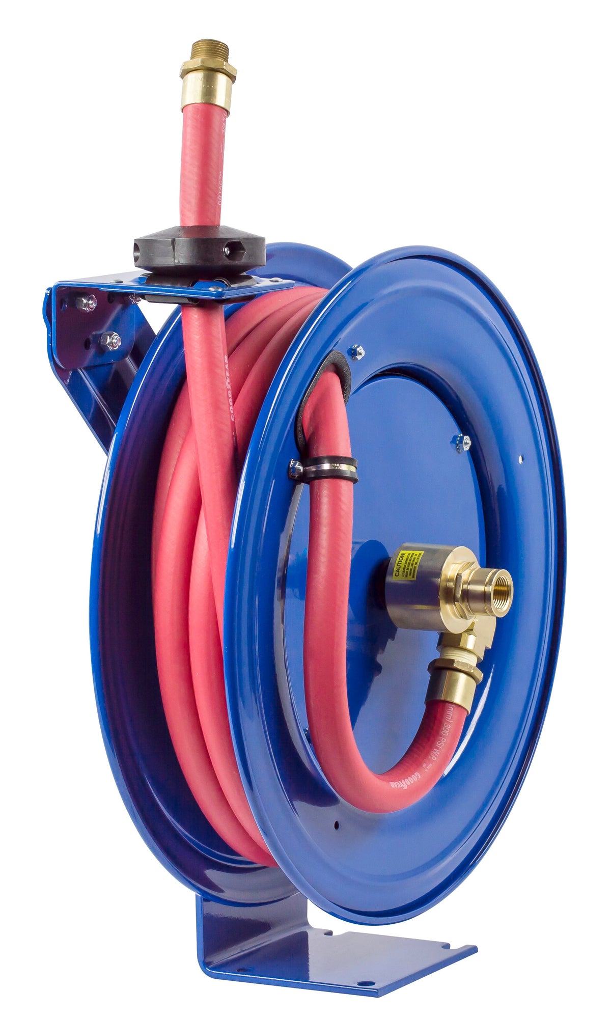 SHF-N-525 by Coxreels | SH-Fuel Series | 300 PSI Spring Driven Hose Reel for Fuel | 3/4" Hose ID, 3/4" FNPT Inlet x 3/4" MNPT Hose End | Steel | 25ft Nitrile Rubber Hose Included