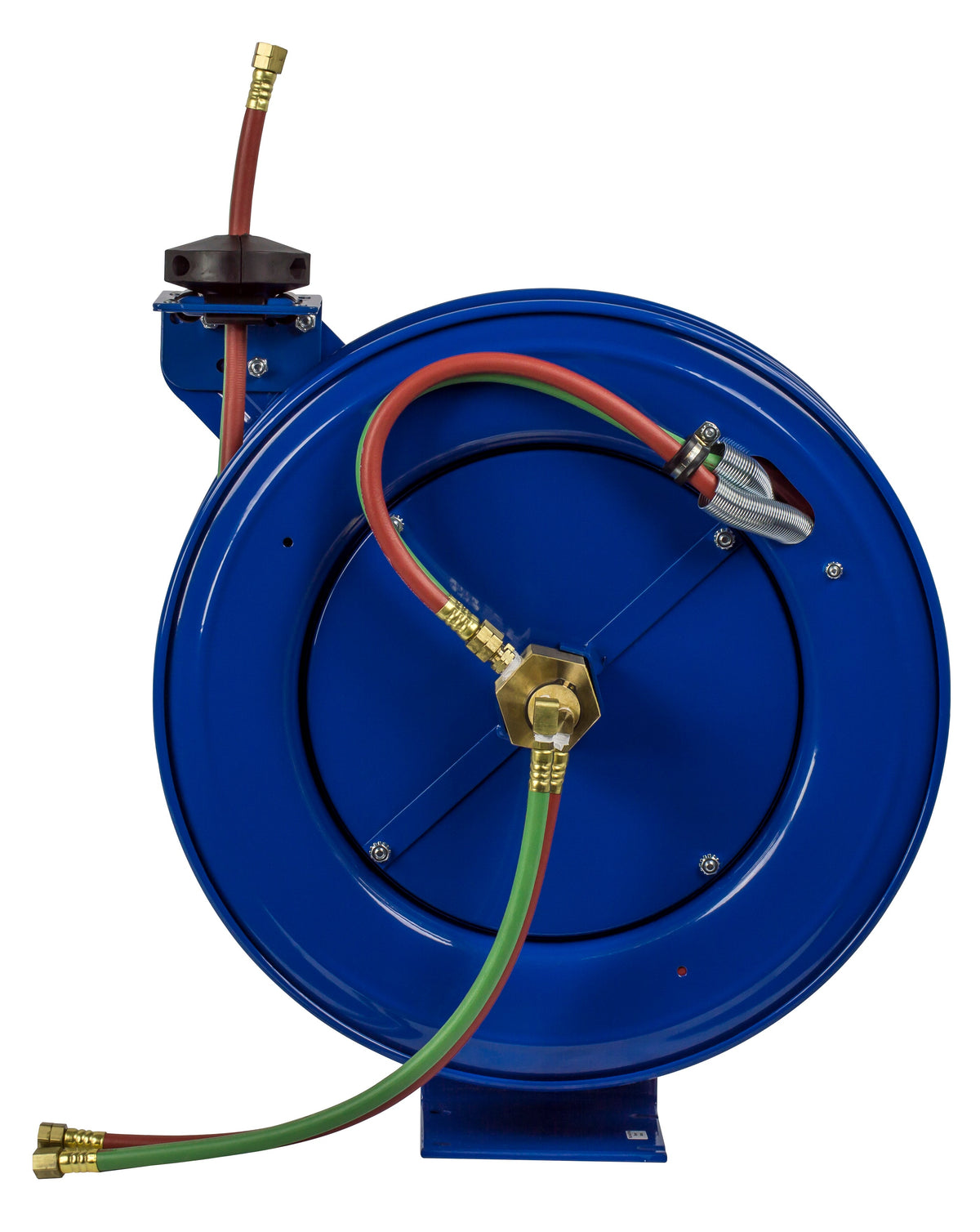 SHWT-N-1100 by Coxreels | SHW Series | 200 PSI Dual Hose Spring Driven Hose Reel for Oxy-Fuel Welding (T-Grade) | 1/4" Hose ID, 1/4" FNPT Inlet x 1/4" MNPT Hose End | Steel | 100ft Neoprene Hose Included