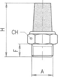7030-1/8 by AIGNEP | Mufflers and Silencers Series | 1/8" BSPP Sintered Muffler | 50 Micron | 145 psi | 14 to 176 F | Bronze
