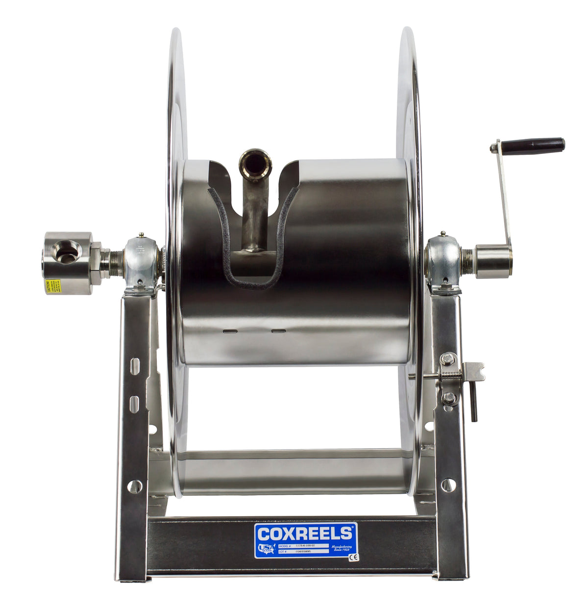 1175-6-100-SS by Coxreels | 1175-SS Series | 3,000 PSI Hand Crank Hose Reel | 1" FNPT Inlet | Stainless Steel | 100ft Capacity, Hose Not Included