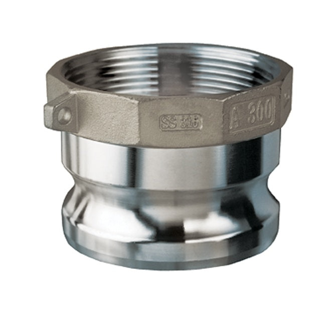 SS-A150 by Kuriyama | SS-A Series | Part A | Cam & Groove Adapter | 1-1/2" Adapter x 1-1/2" Female NPT | 316 Stainless Steel