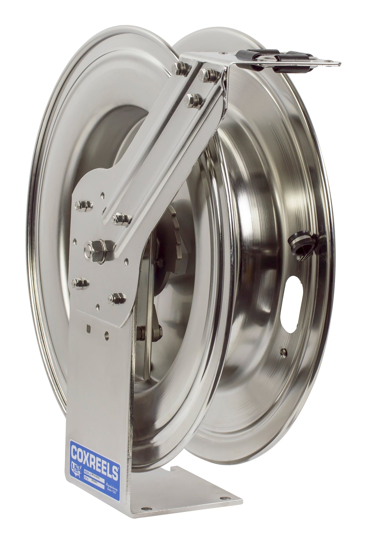 MPL-N-450-SS by Coxreels | MP-SS Series | 2,500 PSI Spring Driven Hose Reel | 1/2" Hose ID, 1/2" FNPT Inlet | Stainless Steel | 50ft Capacity, Hose Not Included