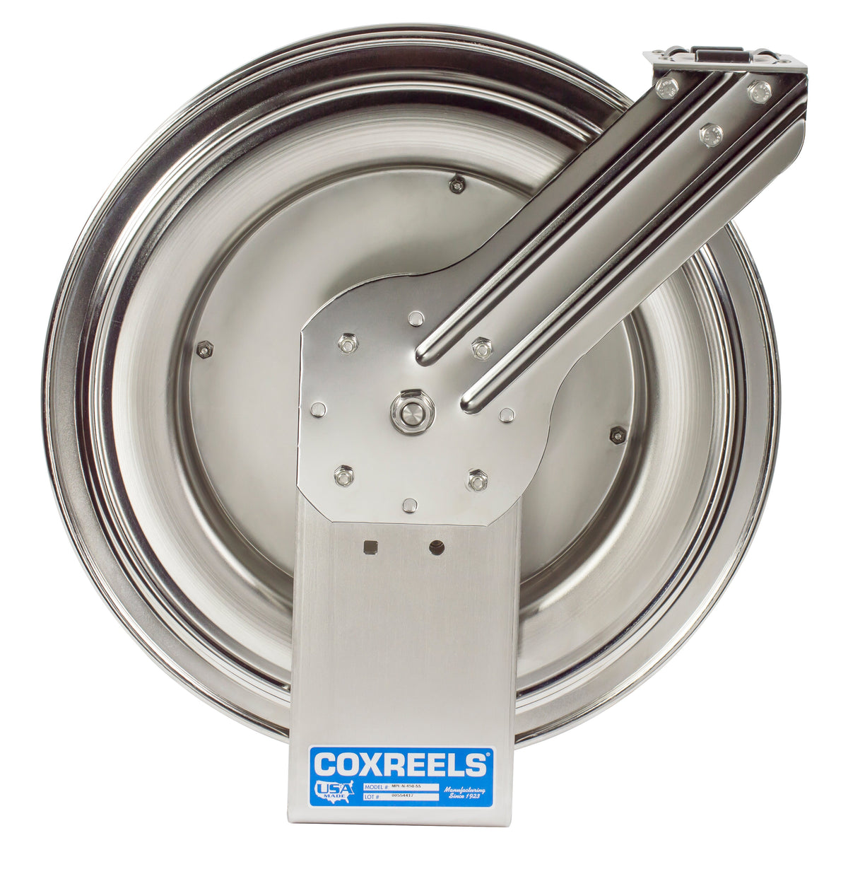 MPL-N-450-SS by Coxreels | MP-SS Series | 2,500 PSI Spring Driven Hose Reel | 1/2" Hose ID, 1/2" FNPT Inlet | Stainless Steel | 50ft Capacity, Hose Not Included