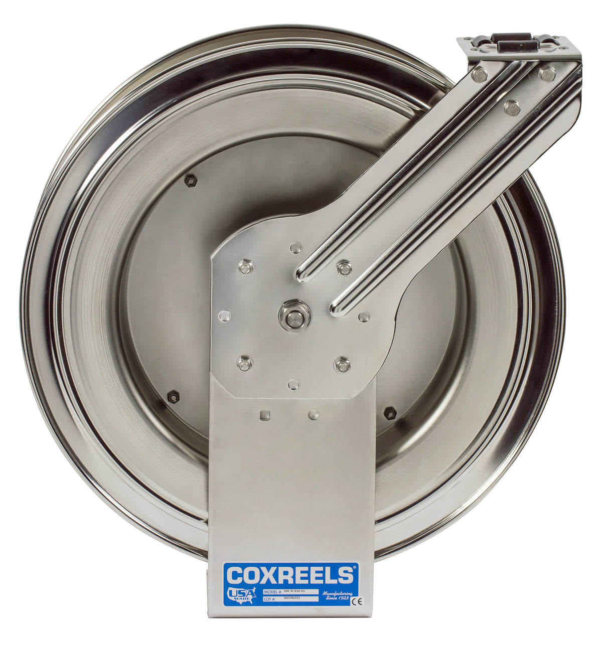 SHL-N-350-SS by Coxreels | SH-SS Series | 300 PSI Spring Driven Hose Reel | 3/8" Hose ID, 3/8" FNPT Inlet | Stainless Steel | 50ft Capacity, Hose Not Included