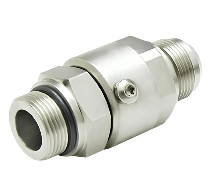 SS4MO6XMJ6-Ni-V by Super Swivel | 1703-Ni-V | 9/16-18 Male O-Ring ORB x 9/16-18 Male 37° JIC | 0.250" Through Hole | Straight | Electroless Nickel | Viton Seal
