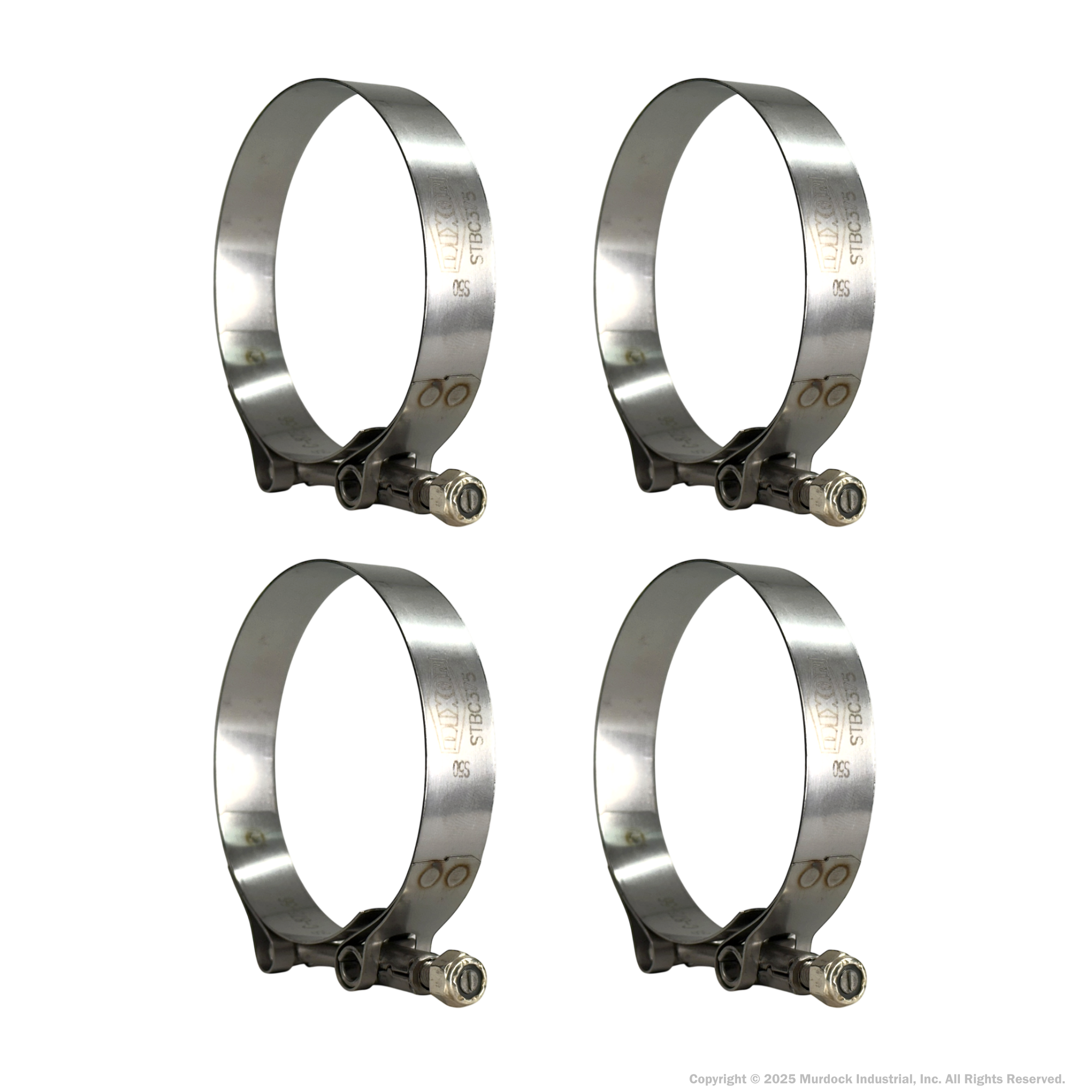 STBC475 by Dixon Valve | Style STBC | T-Bolt Clamp | 3/4" Band Width | Hose OD Range: from 4.50" to 4.81" | 300 Stainless Steel Band & Bolt