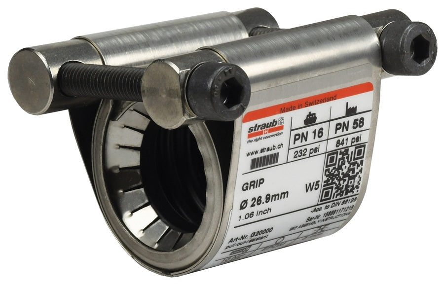 STR20000 by Dixon Valve | Straub Grip-L Axial Restraint Pipe Coupling | 3/4" Size | Pipe OD Range: 1.04" to 1.08" | 316 Ti Stainless Steel