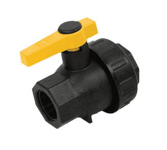 SUV100FP by Banjo | Single Union Ball Valve | Full Port | 1" Female NPT x 1" Female NPT | 1" Opening Thru Ball | 300 PSI | Polypropylene | Pack of 10