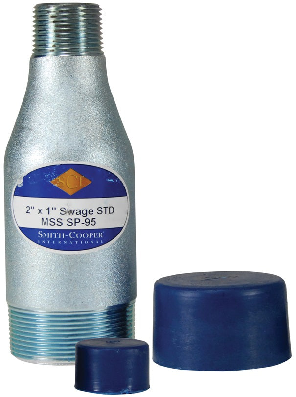 SW40-200125 by Dixon Valve | Threaded Concentric Reducer Nipple | Schedule 40 | 2" Male NPT x 1-1/4" Male NPT | 6.5" Length | Zinc Plated