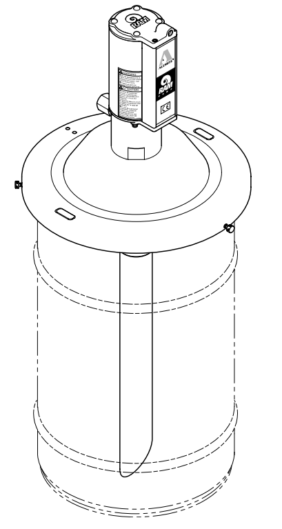 9960-A by Alemite | Oil Pump | Pneumatic RAM - Stationary | Drum Size: 16 gallon | Material Inlet: 1-1/2" Female NPTF | Material Outlet: 1/2" Female NPTF