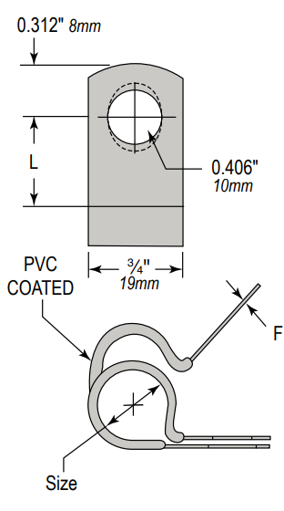 SVW-04 by Foster | Loop Clamp w/ PVC Black Coating | Clamp Diamter: 1/4" | Galvanized Steel