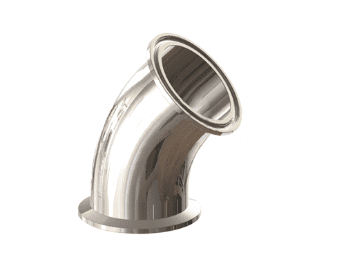 T2KMP-400PL Dixon Valve 4" 316L Stainless Steel High Purity BioPharm 45 deg. Clamp x Clamp Elbow with a PL finish - SF1