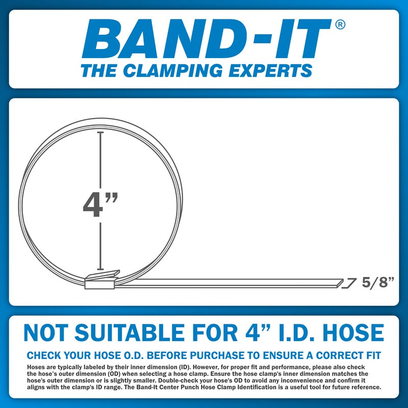CP1699-10 by Band-It | Center Punch Clamp | 4" ID | 5/8" Width | 0.025" Thickness | Galvanized Carbon Steel | 10/Box