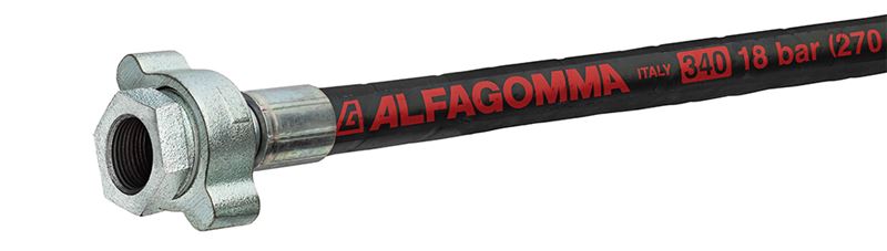 T340AA075MPMPX50 Alfagomma by Kuriyama | T340AA Series | Steam Hose Assembly | 3/4" ID | 3/4" Male NPT x 3/4" Male NPT | 270 PSI | Black | 50ft Length