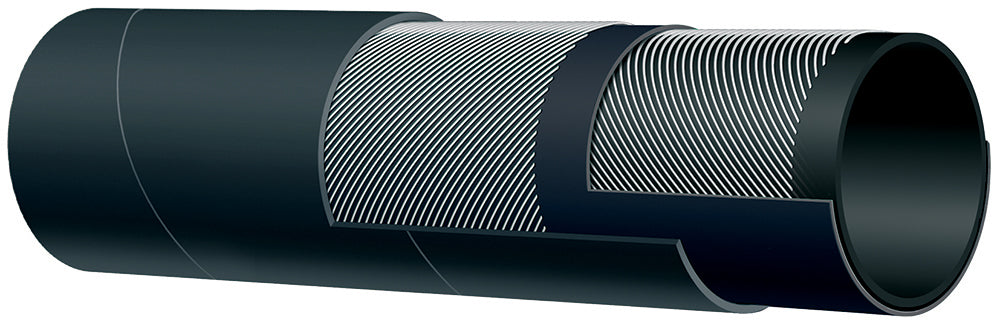 T766AA400X100 Alfagomma by Kuriyama | T766AA Series | Heavy Duty Dry Powder Delivery Hose (1/4" Tube) | 4" ID | 4.65" OD | 150 PSI | Black | 100ft Length