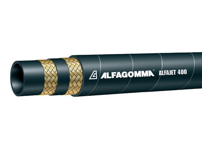 TAJ5BK-04 Alfagomma by Kuriyama | TAJ5BK Series | Alfajet 400 | Pressure Washer Hose | 2-Wire Braid | 1/4" ID | 0.52" OD | 5850 PSI | Black