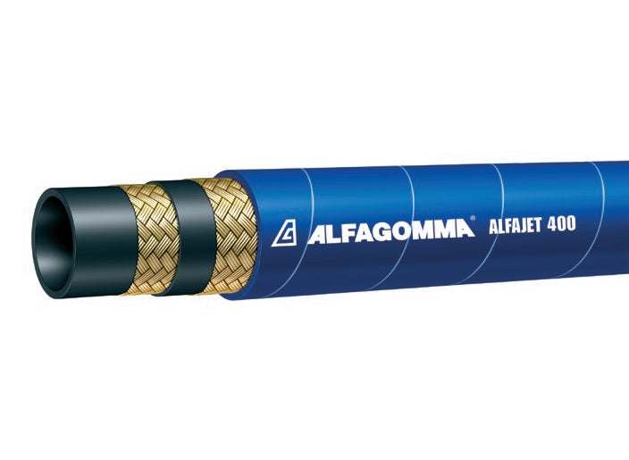 TAJ5BU-06 Alfagomma by Kuriyama | TAJ5BU Series | Alfajet 400 | Pressure Washer Hose | 2-Wire Braid | 3/8" ID | 0.66" OD | 5850 PSI | Blue