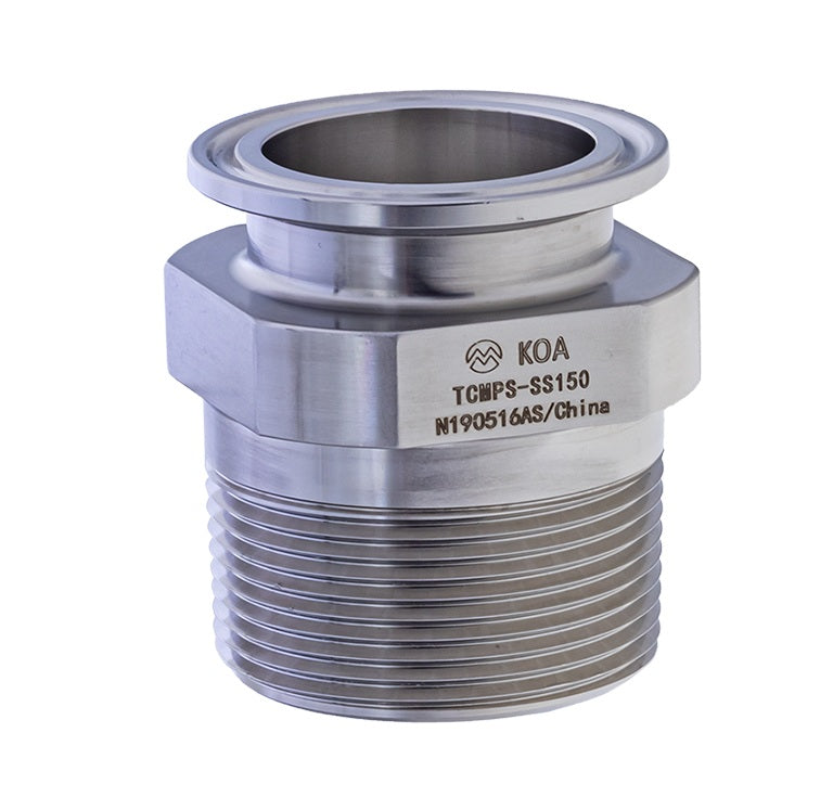 TCMPS-SS400 by Kuriyama | TCMPS-SS Series | Sanitary Adapter | 4" Tri-Clamp End x 4" Male NPT | 316 Stainless Steel