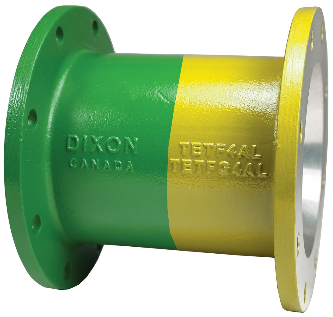 TETF4AL-G/Y by Dixon Valve | TTMA Flange Extension | 4" Size | Green and Yellow | Powder Coated Aluminum