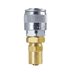 TFSD7 by ZSi-Foster | Quick Disconnect | TF Series | 1/4" Automatic Socket | 3/8" ID x 5/8" OD | Reusable Hose End | Brass/Steel
