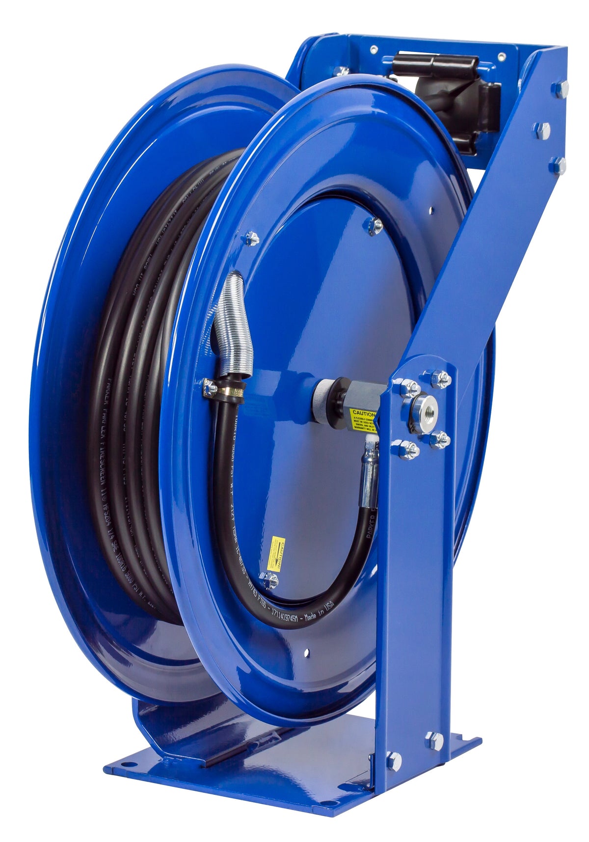 THP-N-1100 by Coxreels | T Series | 5,000 PSI Spring Driven Hose Reel for Grease & Hydraulic Oil | 1/4" Hose ID, 1/4" FNPT Inlet x 1/4" MNPT Hose End | Steel | 100ft Rubber Hose Included