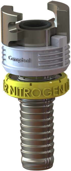 TLH-2N by Campbell Fittings | Double-Lock Coupling | for Nitrogen use only | 1/2" Hose Barb x 1/2" Hose Size | Straight | Plated Steel