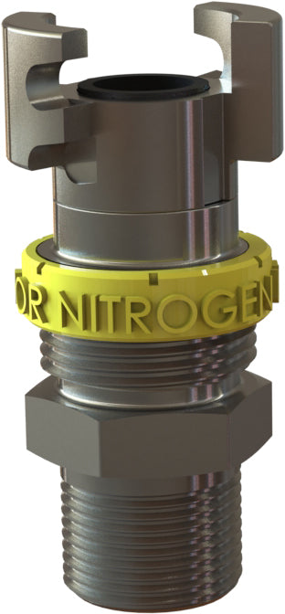 TM-3N by Campbell Fittings | Double-Lock Coupling | for Nitrogen use only & without locking sleeve | 3/4" Male NPT Thread x 3/4" Hose Size | Straight | Plated Steel