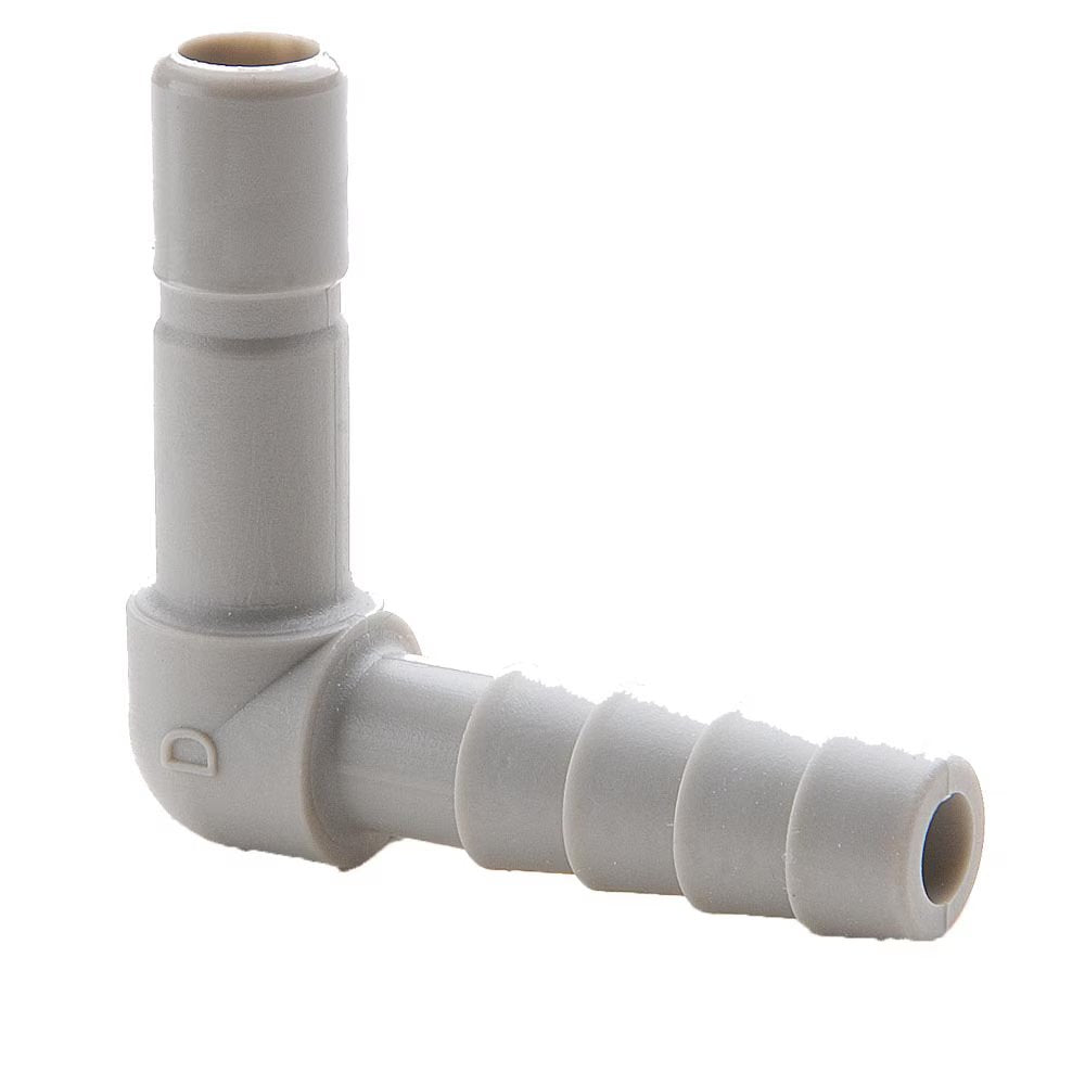A6TEB4 by Parker | TrueSeal™ Accessories | 3/8" Tube Size x 1/4" Barb | 90° Elbow | Gray | Acetal
