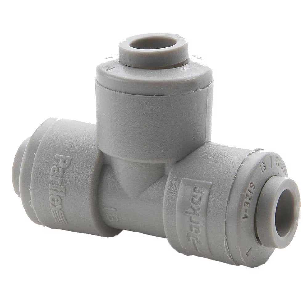 A6TU6-MG by Parker | TrueSeal™ Tube to Tube Union Fitting | 3/8" Push-to-Connect x 3/8" Push-to-Connect | 2.04" Length | Tee | Gray | Acetal