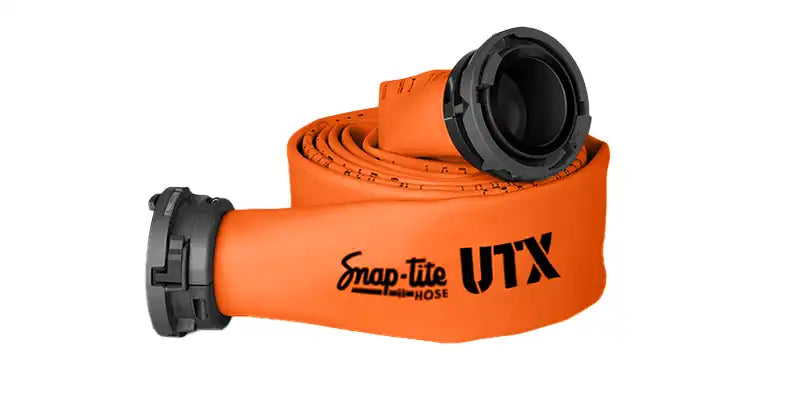 UTX40x50O40S by Snap-Tite | UTX Series | Polyurethane Covered Fire Hose Assembly with Polyester Reinforcement | 4" Hose I.D. with 4" Storzs | 200 PSI | Orange | 50ft Length