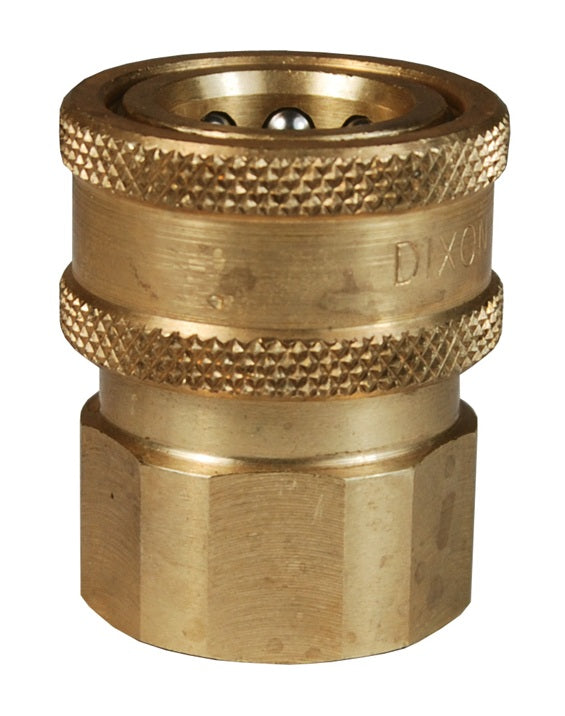 6VF6-B-E by Dixon Valve | Hydraulic Quick Disconnect Coupling | V-Series | 3/4" Female NPTF x 3/4" MIL-C-51234 Unvalved | Socket | Nitrile Seal | Brass