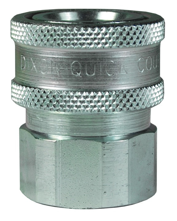 6VF6-E by Dixon Valve | Hydraulic Quick Disconnect Coupling | V-Series | 3/4" Female NPTF x 3/4" MIL-C-51234 Unvalved | Socket | Nitrile Seal | Steel