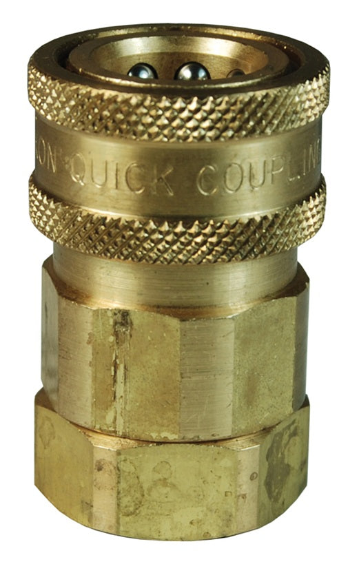 4VF4-B by Dixon Valve | Hydraulic Quick Disconnect Coupling | V-Series | 1/2" Female NPTF x 1/2" MIL-C-51234 Valved | Socket | Nitrile Seal | Brass